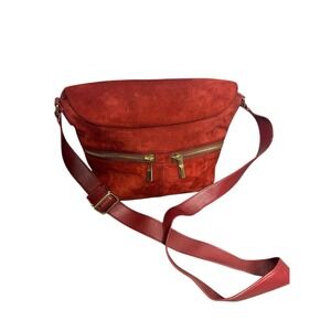 ELIZABETH and JAMES "JAMES"‎ Crossbody Hobo red suede leather Bag $600